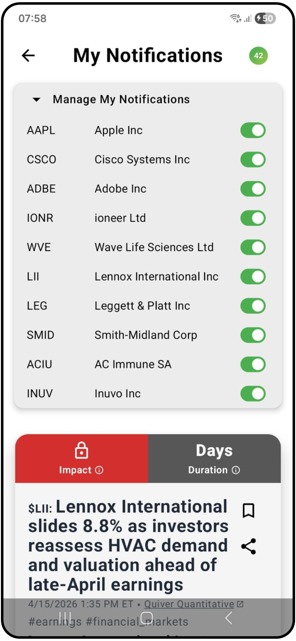 42 app Notifications